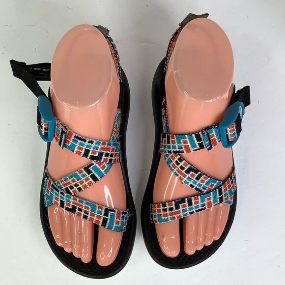 Chaco Z1 Ecotread Kids Sport Sandals Tube Blue Adjustable Straps Sz 2 Unisex - Picture 7 of 10